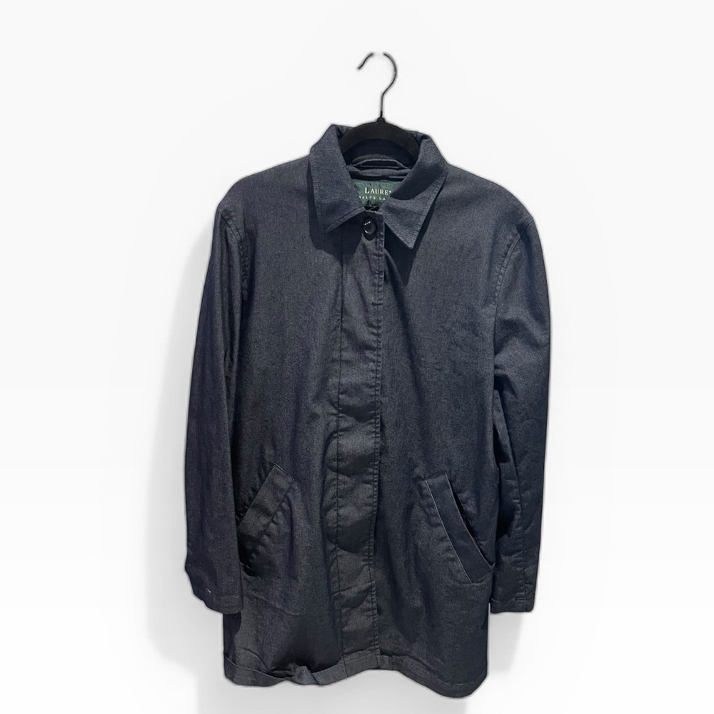 Lauren Ralph Lauren Dark Denim Utility Jacket Coat Women’s M Classic Minimalist